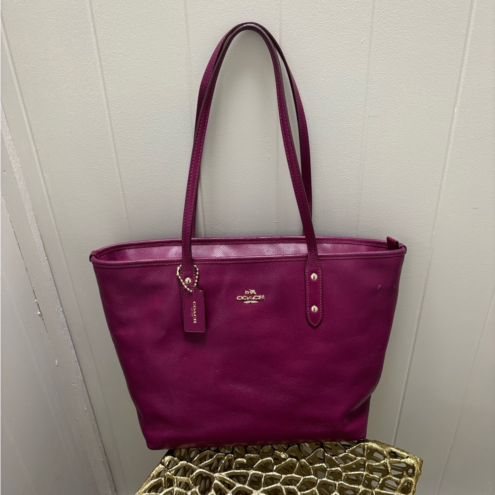 Coach Magenta Leather Tote